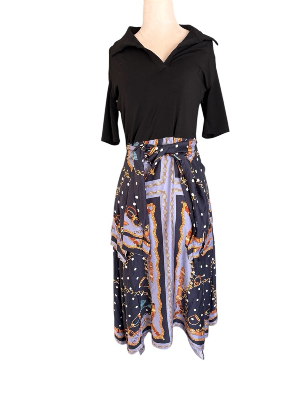 Maje Raprichaine Mixed Media Hankerchief midi dress - Picture 3 of 16
